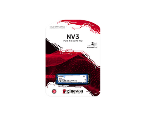 2000 ГБ SSD M.2 накопитель Kingston NV3 [PCI-E 4.0 x4, чтение - 6000 Мбайт/сек, запись - 5000 Мбайт/сек, 3 бит TLC, NVM Express]