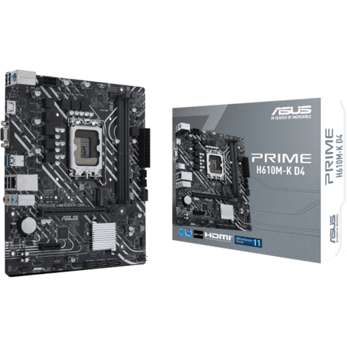 Материнская плата ASUS PRIME H610M-K D4 [LGA 1700, Intel H610, 2xDDR4-3200 МГц, 1xPCI-Ex16, 1xM.2, Micro-ATX]