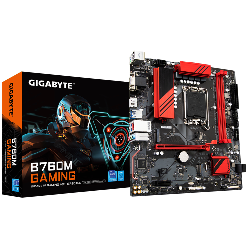 Материнская плата GIGABYTE B760M GAMING [LGA 1700, Intel B760, 2xDDR5-4800 МГц, 1xPCI-Ex16, 2xM.2, Micro-ATX]