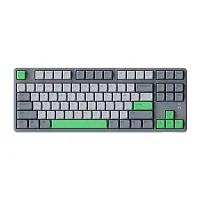 Клавиатура проводная+беспроводная Ajazz AK873 [механическая Green switch, клавиш - 87,радиоканал, USB, Bluetooth, серый, 2500 mAh]