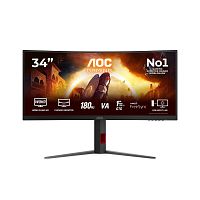 34" Монитор AOC CU34G4 черный [3440x1440@180 Гц, Fast VA, LED, 300 Кд/м², 178°/178°, HDMI x2, DisplayPort, AMD FreeSync Premium]