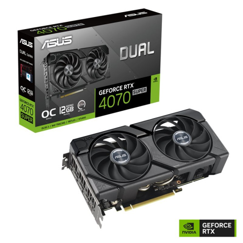 Видеокарта ASUS GeForce RTX 4070 SUPER Dual OC Edition [PCI-E 4.0 12 ГБ GDDR6X, 192 бит, 3 x DisplayPort, HDMI, GPU 1980 МГц]