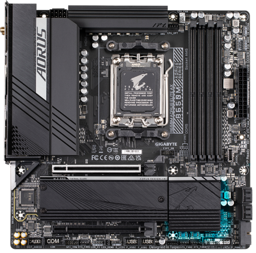 Материнская плата GIGABYTE B650M AORUS ELITE AX [AM5, AMD B650, 4xDDR5-5200 МГц, 2xPCI-Ex16, 2xM.2, Micro-ATX]