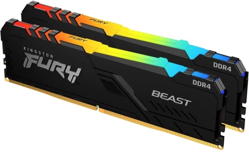 Оперативная память Kingston FURY Beast Black RGB [KF436C18BBAK2/64] 64 ГБ [DDR4, 32 ГБx2 шт, 3600 МГц, 18-22-22]