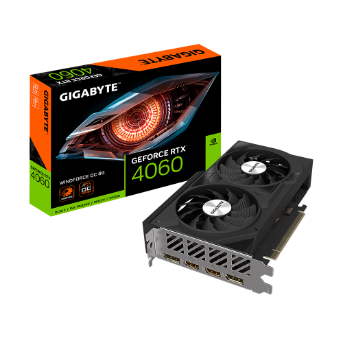 Видеокарта GIGABYTE GeForce RTX 4060 WINDFORCE OC [PCI-E 4.0 8 ГБ GDDR6, 128 бит, 2 x DisplayPort, 2 x HDMI, GPU 1830 МГц]