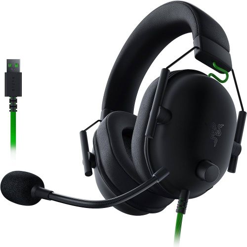 Проводная гарнитура Razer Blackshark V2 X USB черный [2.0, поддержка PS5, Xbox Series X|S, охватывающие, 12 Гц - 28000 Гц, 32Ω, проводной, кабель - 2 м]