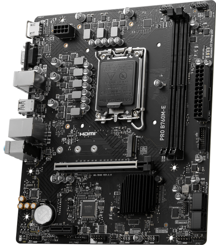 Материнская плата MSI PRO B760M-E [LGA 1700, Intel B760, 2xDDR5-5600 МГц, 1xPCI-Ex16, 1xM.2, Micro-ATX]