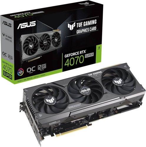 Видеокарта ASUS GeForce RTX 4070 SUPER TUF Gaming OC Edition [PCIe 4.0 12 ГБ GDDR6X, 192 бит, 3 x DisplayPort, HDMI, GPU 1980 МГц]