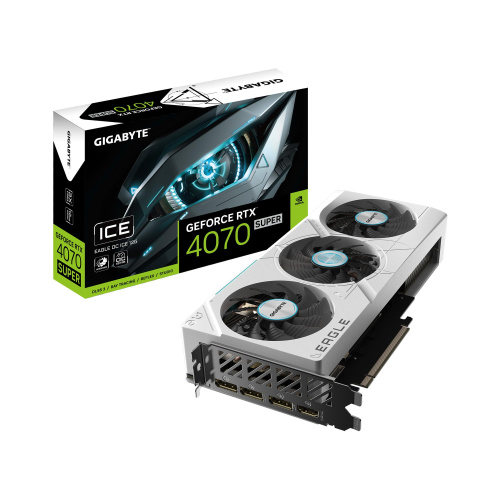 Видеокарта GIGABYTE GeForce RTX 4070 SUPER EAGLE OC ICE [PCIe 4.0 12 ГБ GDDR6X, 192 бит, 3 x DisplayPort, HDMI, GPU 1980 МГц]