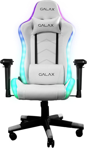 Кресло игровое GALAX GC-02 белый [экокожа, до 150 кг, подголовник, подлокотники - 4D, с подсветкой]