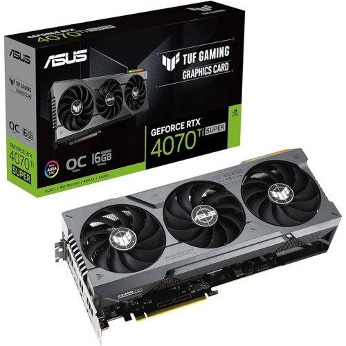 Видеокарта ASUS GeForce RTX 4070 Ti Super TUF Gaming OC Edition [PCI-E 4.0 16 ГБ GDDR6X, 256 бит, 3 x DisplayPort, HDMI, GPU 2340 МГц]