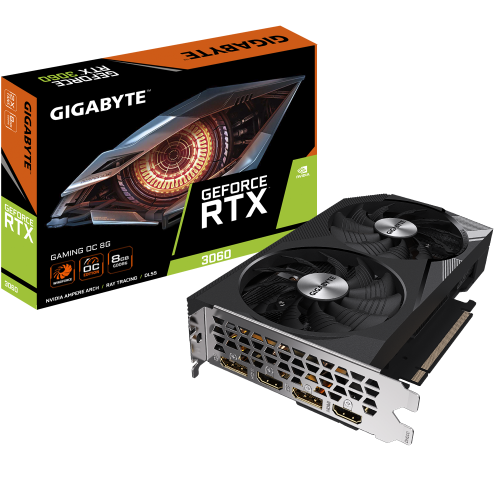 Видеокарта GIGABYTE GeForce RTX 3060 GAMING OC [PCI-E 4.0 8 ГБ GDDR6, 128 бит, DisplayPort x2, HDMI x2, GPU 1320 МГц]