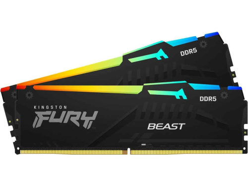 Оперативная память Kingston FURY Beast Black RGB [KF560C40BBAK2-16] 16 ГБ [DDR5, 8 ГБx2 шт, 6000 МГц, 40-40-40]