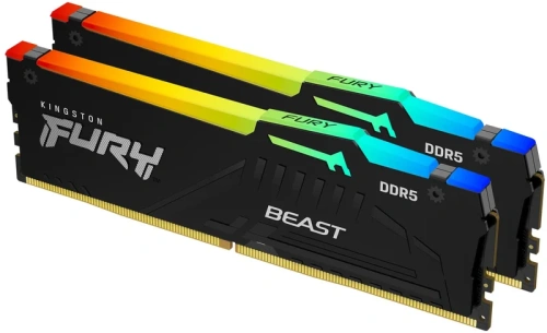 Оперативная память Kingston FURY Beast Black RGB [KF560C36BBEAK2-64] 64 ГБ [DDR5, 32 ГБx2 шт, 6000 МГц, 36-38-38]