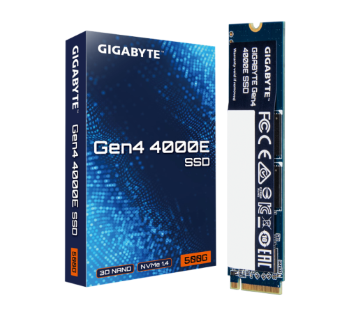 500 ГБ SSD M.2 накопитель Gigabyte E4000 [PCI-E 4.0 x4, чтение - 3600 Мбайт/сек, запись - 3000 Мбайт/сек, 3 бит TLC, NVM Express]