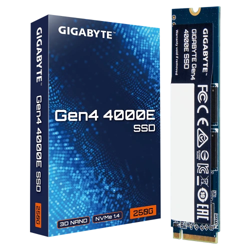 250 ГБ SSD M.2 накопитель Gigabyte E4000 [PCI-E 4.0 x4, чтение - 3600 Мбайт/сек, запись - 3000 Мбайт/сек, 3 бит TLC, NVM Express]