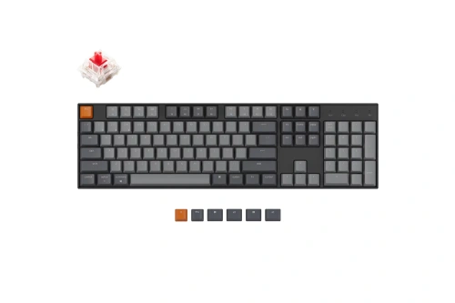 Клавиатура проводная+беспроводная Keychron K10 [механическая Gateron Red, клавиш - 104, Bluetooth, USB, серый]