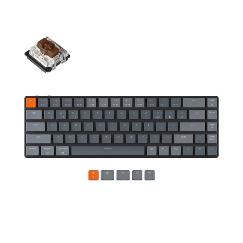 Клавиатура проводная+беспроводная Keychron K7 [низкопрофильная,механическая Gateron Brown, клавиш - 68, Bluetooth, USB, серый]