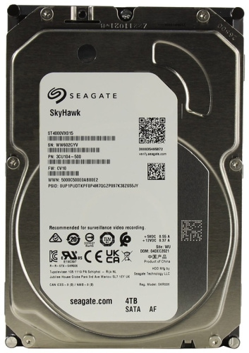 4 ТБ Жесткий диск Seagate SkyHawk [SATA III, 6 Гбит/с, 5400 об/мин, кэш память - 256 МБ, RAID Edition]