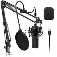Микрофонный комплект Fifine T669 черный [проводной, настольный, подвесной, -43 дБ, от 20 Гц до 20000 Гц, кабель - 250 см, USB]