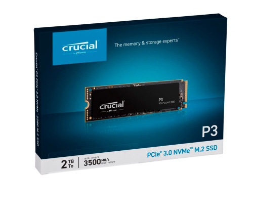 2000 ГБ SSD M.2 накопитель Crucial P3 [CT2000P3SSD8] [PCI-E 3.x x4, чтение - 3500 Мбайт/сек, запись - 3000 Мбайт/сек, 4 бит QLC, NVM Express]