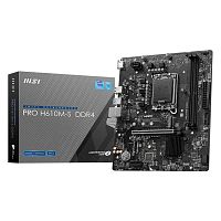 Материнская плата MSI PRO H610M-S DDR4 [LGA 1700, Intel H610, mATX, 2×DDR4 до 64 ГБ, 1×M.2, 1 GbE, 6×USB]
