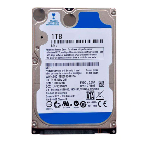 Жесткий диск для ноутбука 2.5" 1000 GB [SATA III, до 7200 rpm, до 150 Мбайт/сек, кэш-память - до 128 МБ]