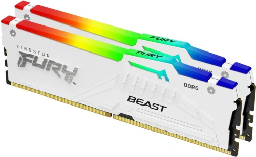 Оперативная память Kingston FURY Beast White RGB [KF560C40BWAK2-64] 64 ГБ [DDR5, 32 ГБx2 шт, 6000 МГц, 40-40-40]