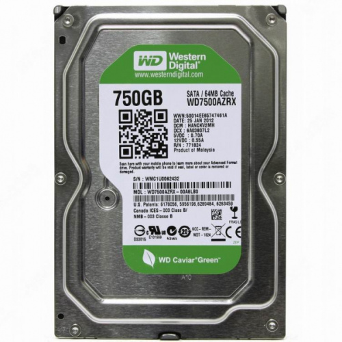 Жесткий диск 3.5" 750 GB [SATA III, до 7200 rpm, до 180 Мбайт/сек, кэш-память - до 256 МБ]