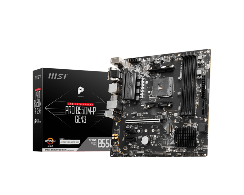 Материнская плата MSI PRO B550M-P GEN3 [AM4, AMD B550, 4xDDR4-3200 МГц, 1xPCI-Ex16, 1xM.2, Micro-ATX]