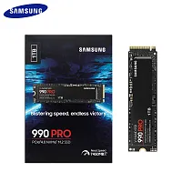 1000 ГБ SSD M.2 накопитель Samsung 990 PRO [PCI-E 4.0 x4, чтение - 7450 Мбайт/сек, запись - 6900 Мбайт/сек, 3 бит MLC (TLC), NVM Express]