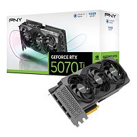 Видеокарта PNY GeForce RTX 5070 Ti Triple Fan [PCIe 5.0, GPU 2640 МГц, 16 ГБ GDDR7, 256 бит, 3 x DisplayPort, HDMI]
