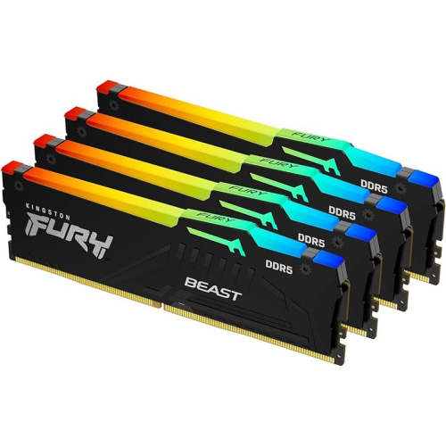 Оперативная память Kingston FURY Beast Black RGB [KF556C40BBAK4-128] 128 ГБ [DDR5, 32 ГБx4 шт, 5600 МГц, 40-40-40]