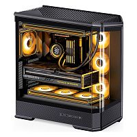 Корпус Jonsbo D400 черный [ATX/mATX/Mini-ITX, стекло, без вентиляторов]