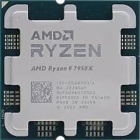 Процессор AMD Ryzen 9 7950X OEM [AM5, 16 x 4.5 ГГц, L2 - 16 МБ, L3 - 64 МБ, 2 х DDR5-5200 МГц, AMD Radeon Graphics, TDP 170 Вт]