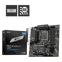 Материнская плата MSI PRO B760M-A WIFI [LGA 1700, Intel B760, mATX, 4×DDR5 до 256 ГБ, 2×M.2, 2.5 GbE, Wi-Fi 6E, 6×USB]