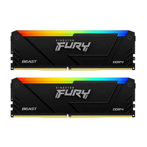 Оперативная память Kingston FURY Beast Black RGB [KF432C16BB12AK2/32] 32 ГБ [DDR4, 16 ГБx2 шт, 3200 МГц, 16-18-18]